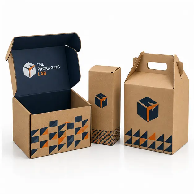 Custom kraft corrugated mailer, tuck and gable boxes
