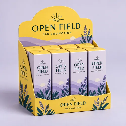 Custom CBD display boxes in shelf-ready collection tray