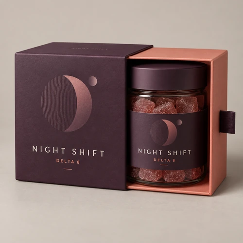 Premium custom Delta 8 boxes with gummies jar
