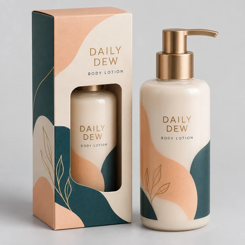 Custom lotion boxes with fitted body lotion pump bottle