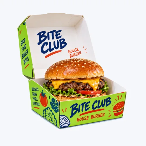 Custom food boxes on a clean light blue background