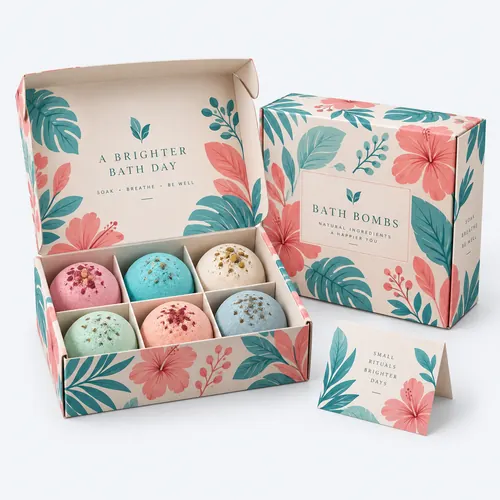 Custom printed bath bomb boxes with fitted dividers